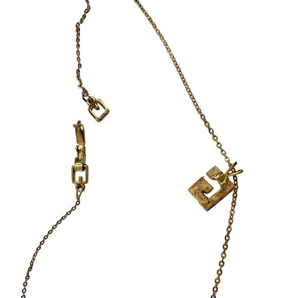 Vintage Givenchy "G" Necklace Gold Plated with 2 Rhinestones - - Picture 14 of 15
